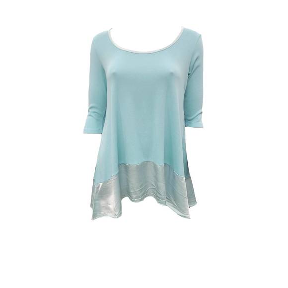 NEW PJ HARLOW kiki three quarter loose top in aqua - Picture 1 of 1